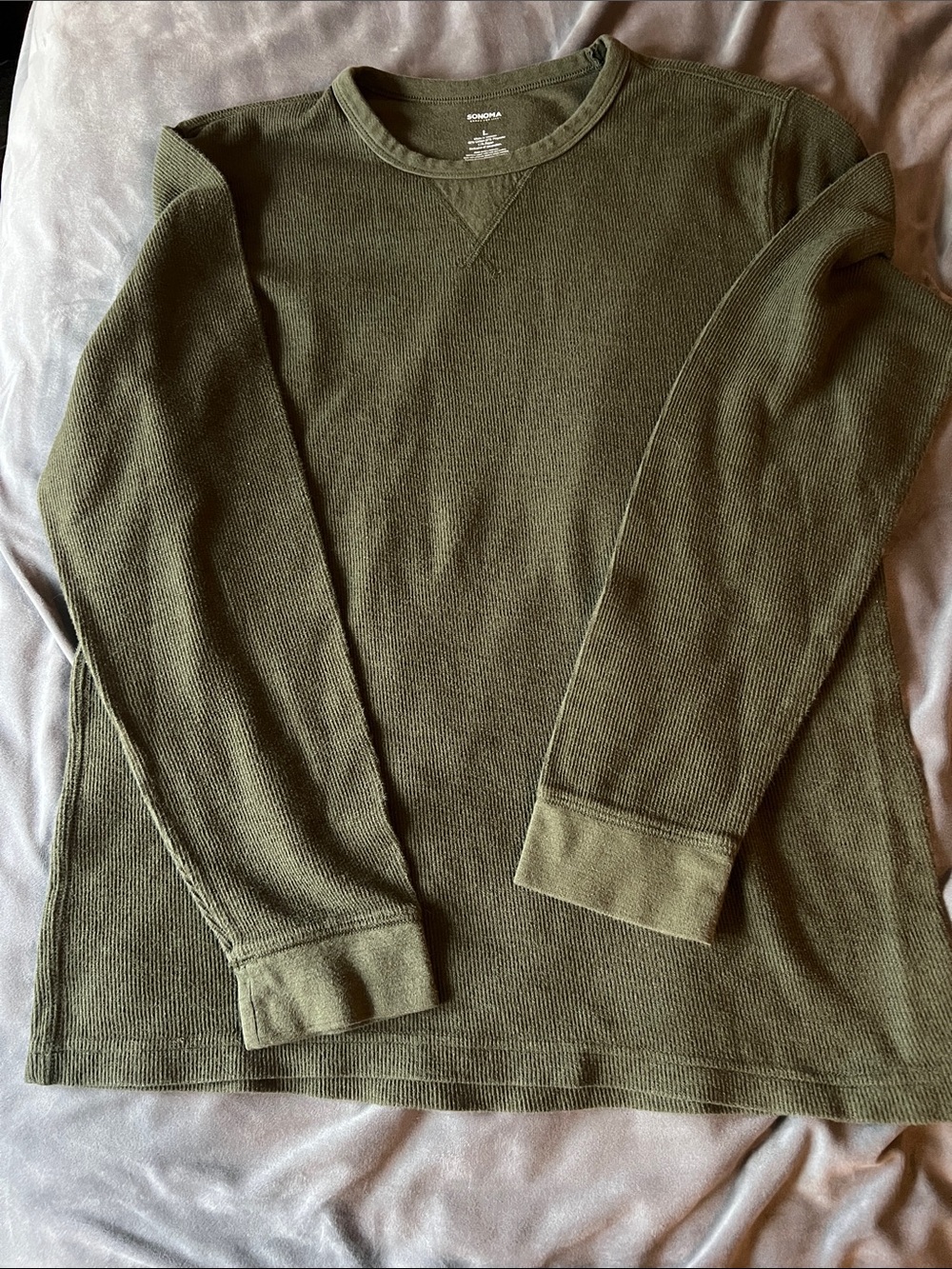 Sonoma Olive Thermal Crewneck Long Sleeve Shirt
